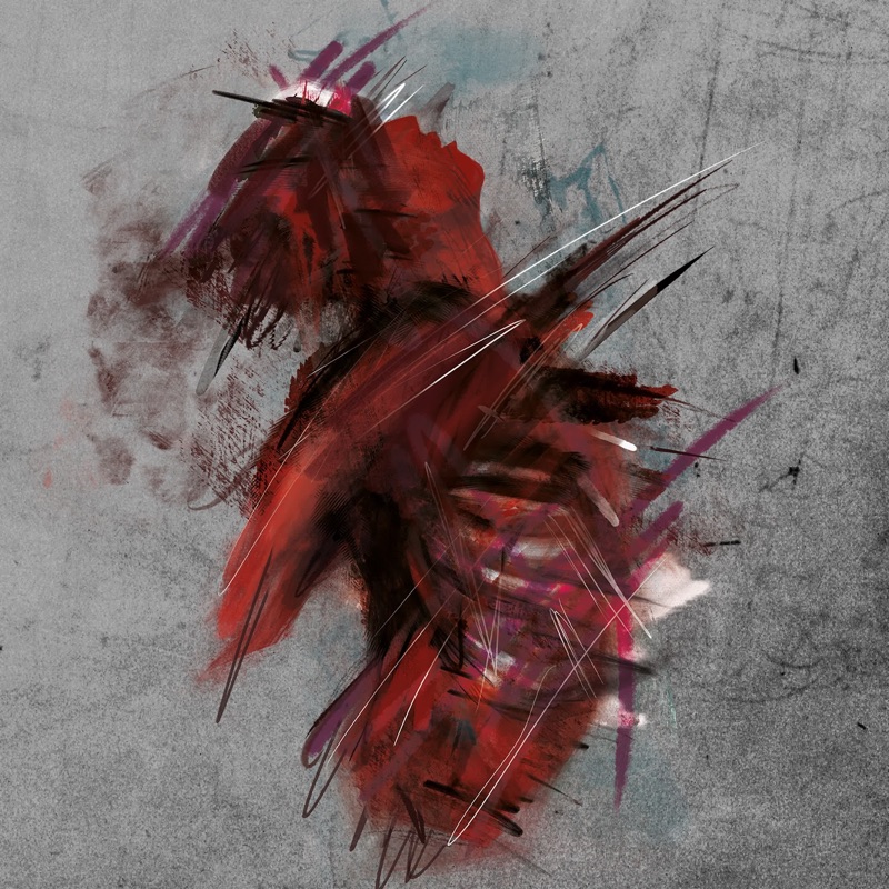 Cover der Single Narben, rotes abstraktes Gesicht